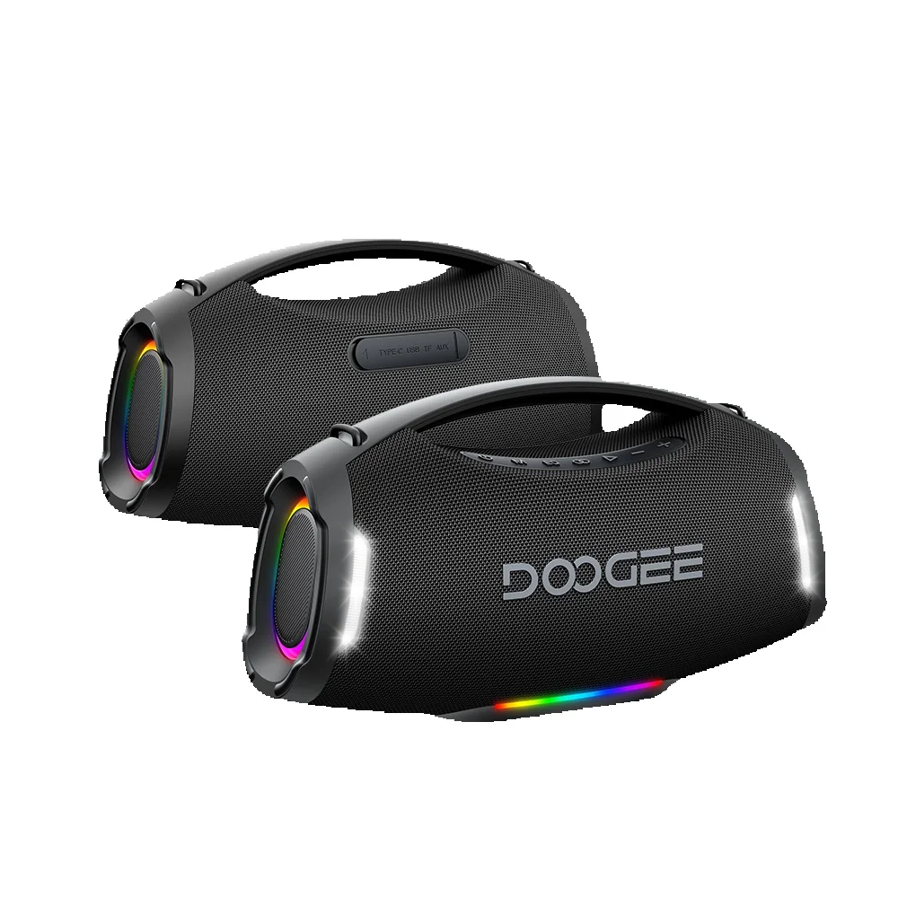 DOOGEE Wild Boom Pro Bluetooth-Lautsprecher 250W RMS Boombox IP55 Wasserdichter Tragbarer Lautsprecher Outdoor-Musikbox mit Farbiger Beleuchtung