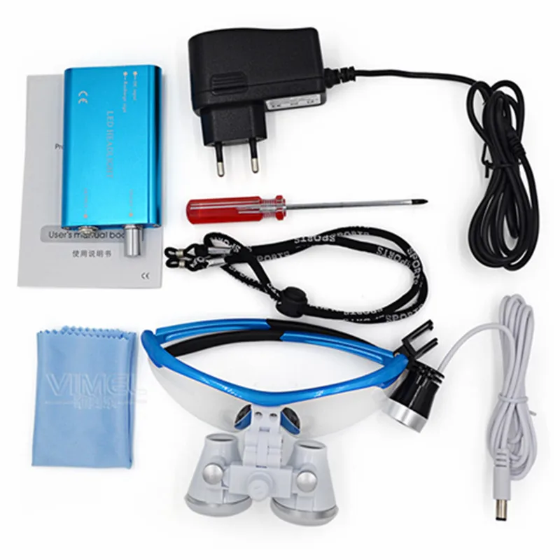 

2.5X 3.5X 420mm Medical Dental Surgical Binocular loupes Glasses Magnifier With Led Head Light Adjustable