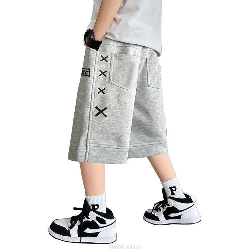 Tween Boys New Summer Capris Shorts Cotton Kids Loose Casual Style Sport Short Pants For Teenage Child 5 6 8 9 10 12 13 14 Years