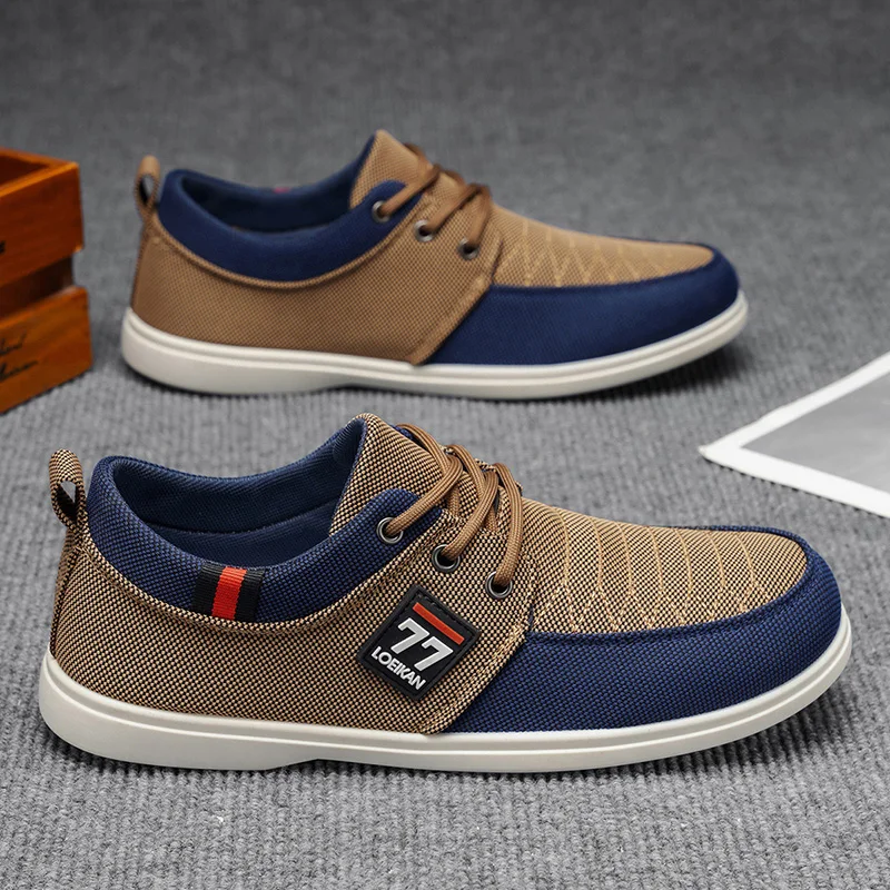 

LOEIKAN Men's Casual Canvas Shoes Breathable Lace-Up Sneakers Lightweight Walking Shoes for Daily Wear