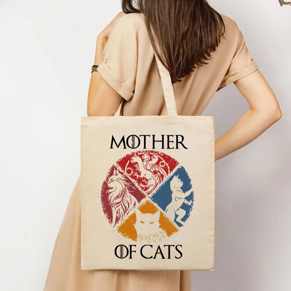 Pet Owner Mom Animal Lover Tote Bags Mother of Cats Women\'s Elegant Handbag Large Capacity  Female Shoulder Bags Cat Lover Gifts