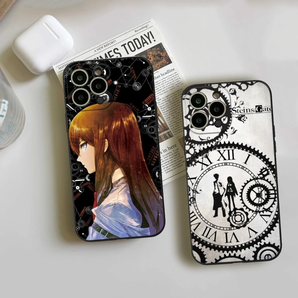 Steins Gate Okabe Anime  Phone Case for Iphone 15 14 12 11 13 Pro Max Mini X XR XS 7 8 Max SE 2020 Soft Dark Skeleton Phone Cove