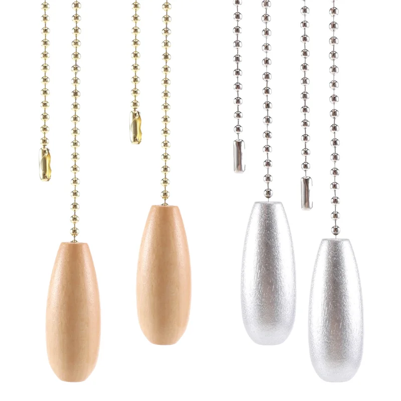 

A64Z 4 Pieces Ceiling Fan Chain Pulls Wooden Pull Chain Extension Pull Chain For Ceiling Light Lamp Fan Chain (Silver And Wood C