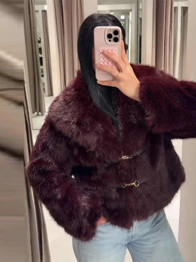 

Luxurious Women's Solid Fluffy Faux Fur Coat Lapel Button Loose Soft Thicken Lady Coats 2025 Autumn Winter Chic Female Outwears