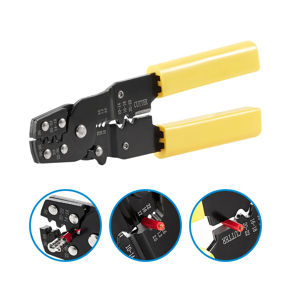 Multifunktionale Crimpzange Abisolierzange Cutter Crimper 10-26AWG Crimpzange Terminals Elektrische Klemme Mini-Werkzeuge – Detail 2