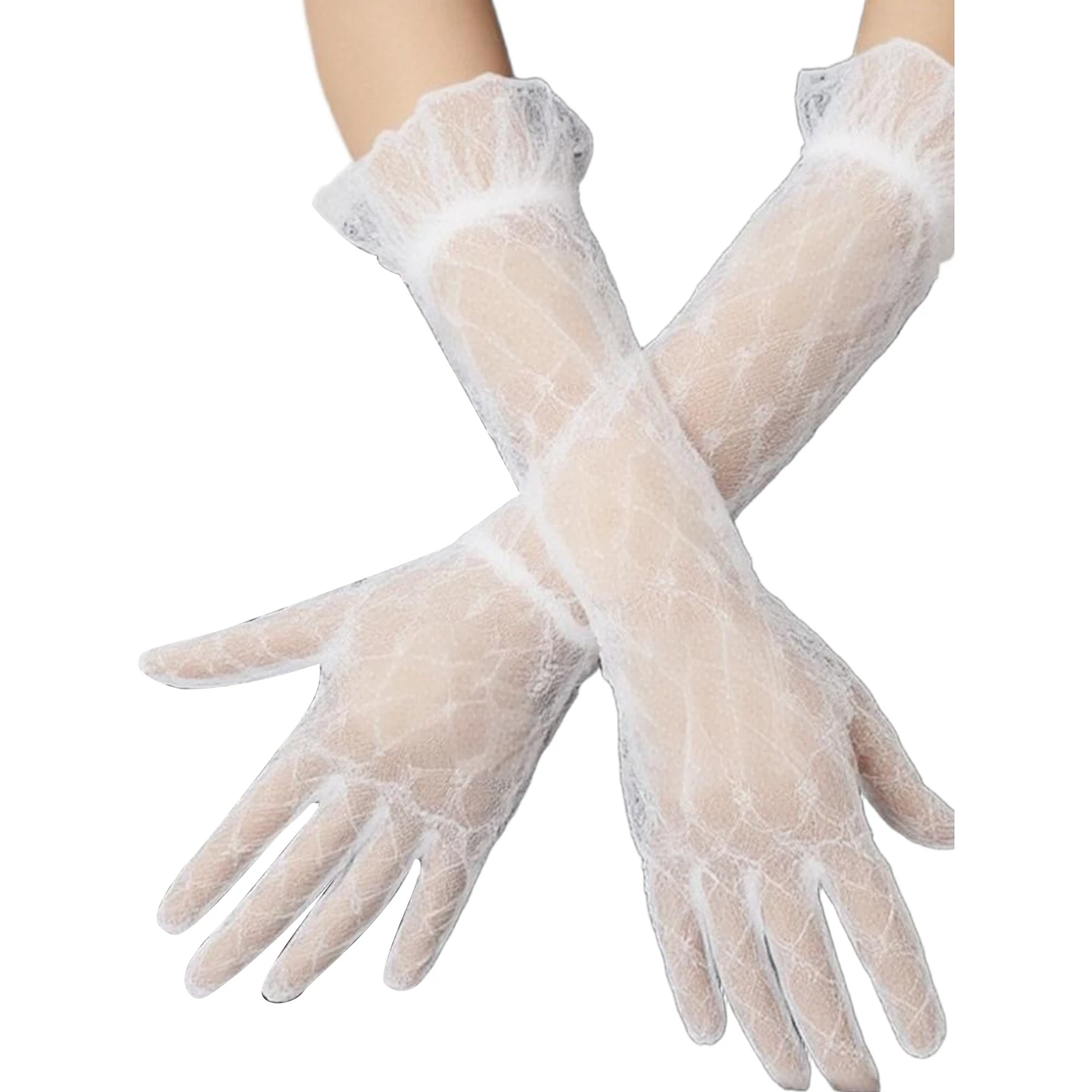 Children Princess Gloves for Girls Festival Elegant Lace Long Gloves Roleplay Costume Theme Party Accessory Performance Mittens