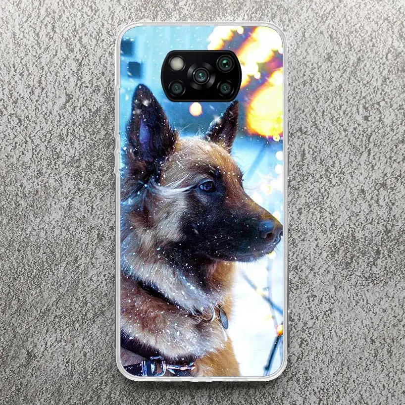 German Shepherd Dog Print Soft Case for Xiaomi Poco X3 X4 NFC X5 Pro M3 M4 M5S Phone Shell F5 F4 GT F3 F2 F1 Pattern Cover