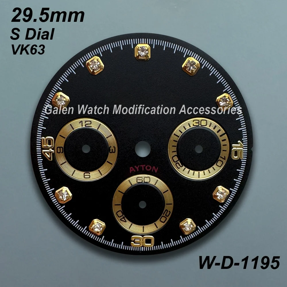 29.5mm S Logo Panda DTN Diamond Dial Fit VK63 Quartz Movement Green/No Luminous High Quality Watch Modification Accessories - view 5