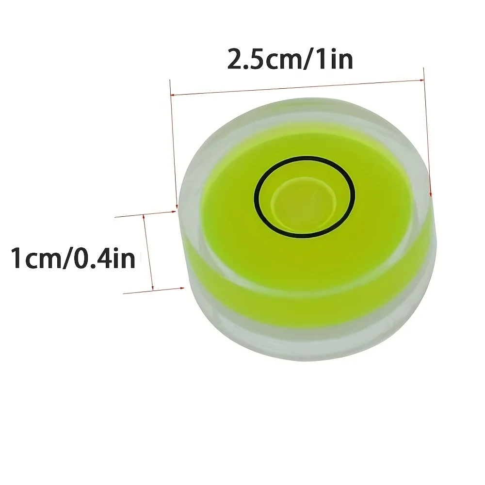 3Pcs Size (2510mm) Plastic Mini Spirit Level Round High-Precision Bubble Level Precision Bubble Level Measuring Tool
