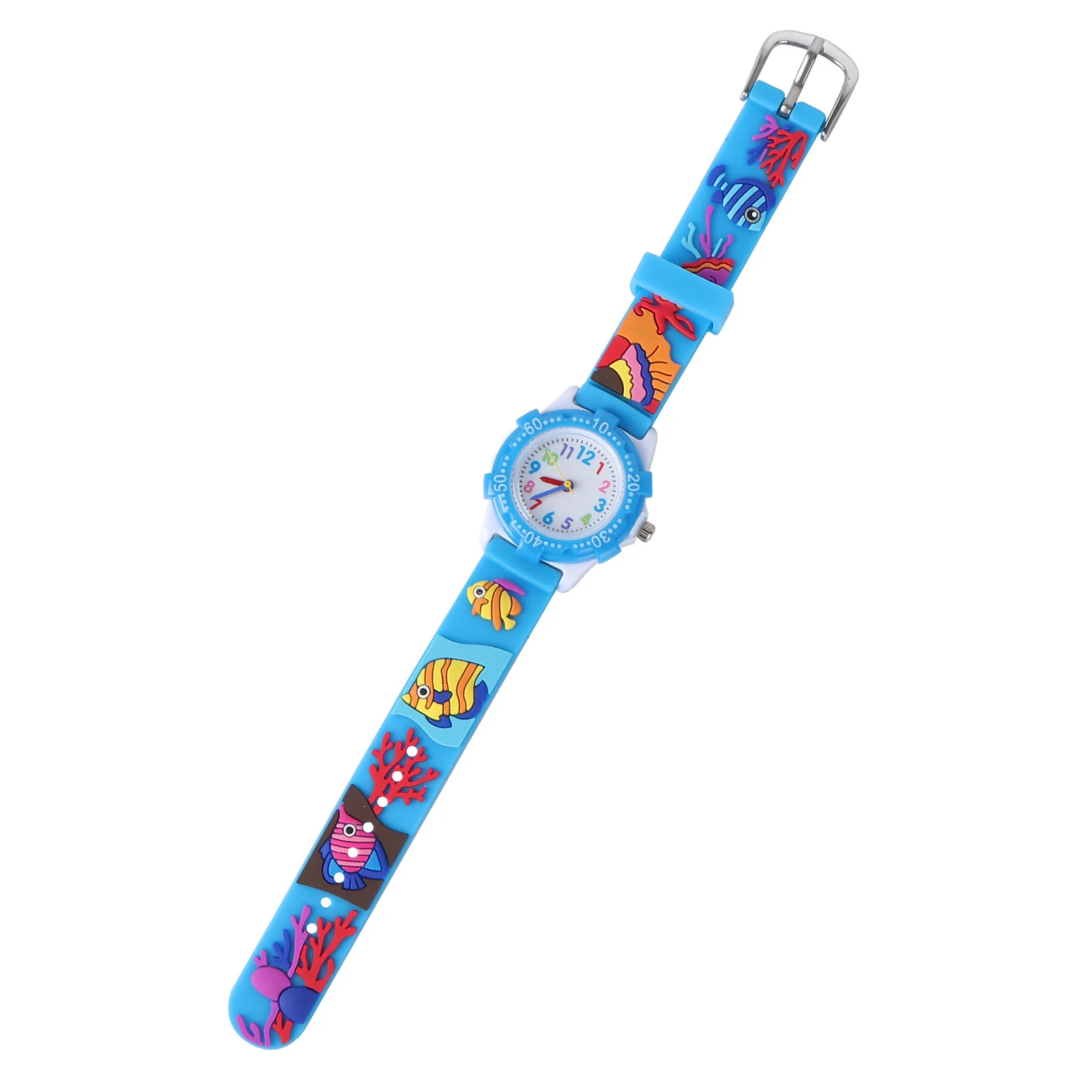 1pc Watch Creative 3D Ocean Animal Pattern Strap Lightweight Design For Learning Clock Cute Gift For
