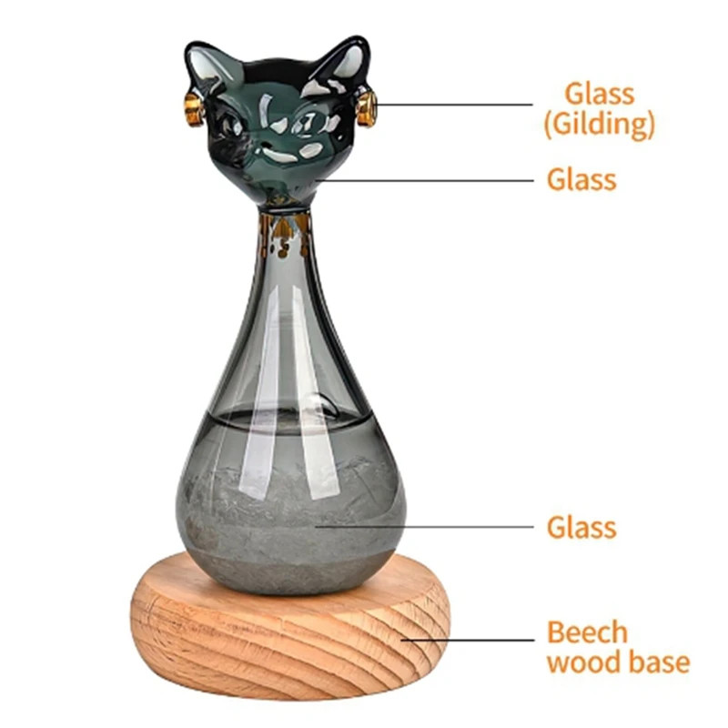 Storm Weather Predictor Anderson Cat Barometer Forecaster Weather Station Cloud Storm Crystal Weather Forecast Bottle