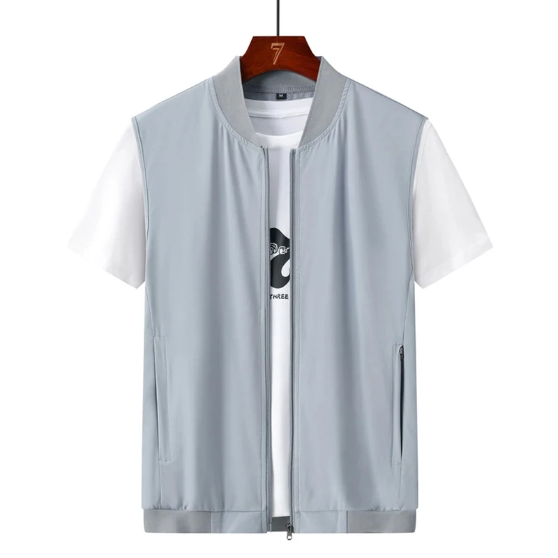 Summer Ultra-Thin Men's Vest Sleeveless Shoulders Quick Drying Breathable Jacket Outdoor Climbing Fishing Leisure Undershirt