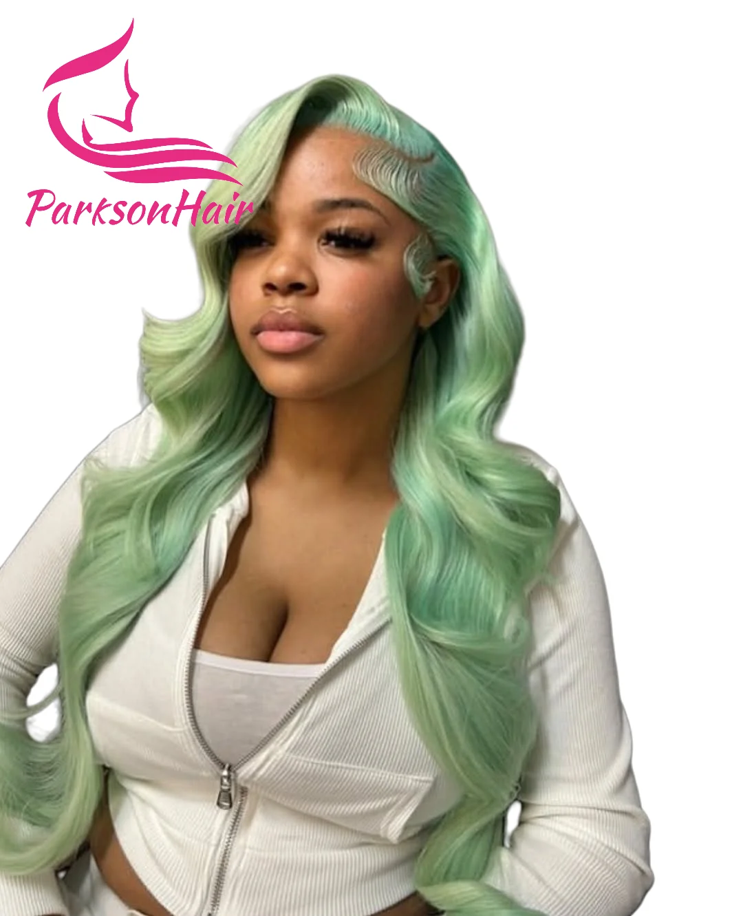Wig Rambut Asli Manusia Hijau Muda 13x6 dengan Lace Frontal, Pre-Plucking, Lurus, Warna Mint Green, 250% Density, Wig Lace Front untuk Wanita