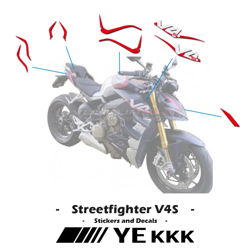 

V4S Complete Sticker Kit For Ducati Streetfighter V4 V4S V4SP Red Line Fairing Sticker Shell Decal Full Car Stickers