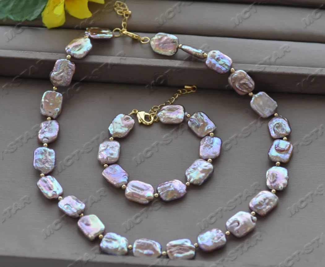 

Z11906 18mm Square Coin Lavender Freshwater Pearl Bead Necklace Bracelet