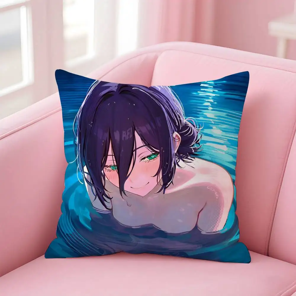 أنيمي R-الاهتزاز بالمنشار مثير كيس وسادة الراحة أريكة سرير حريري أنيق غير مرئية سستة مخصص غطاء الوسادة الزخرفية