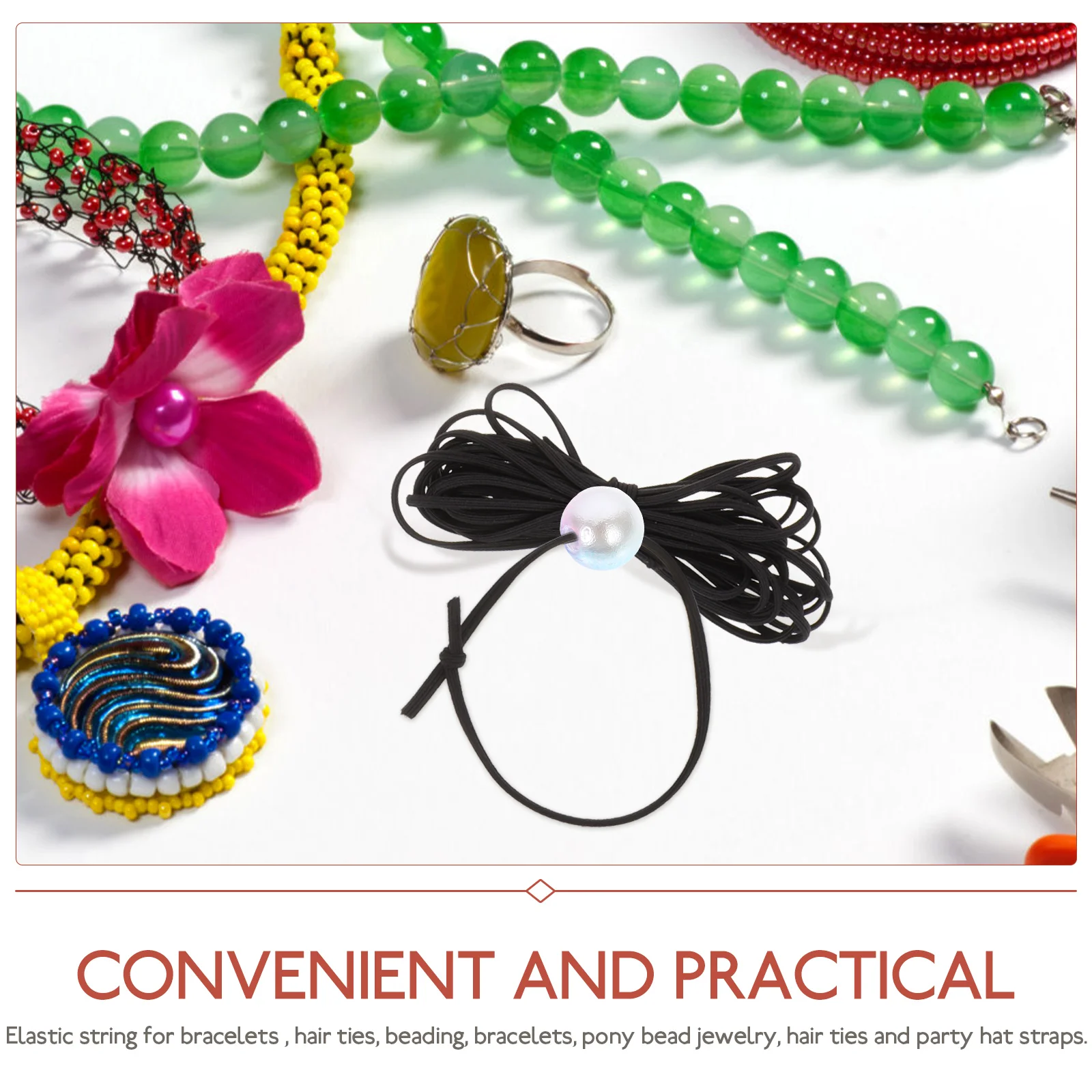 

5 Pcs Hair Accessories Elastic Bands Thick for Beaded Bracelets Cord Jewelry Making Wire