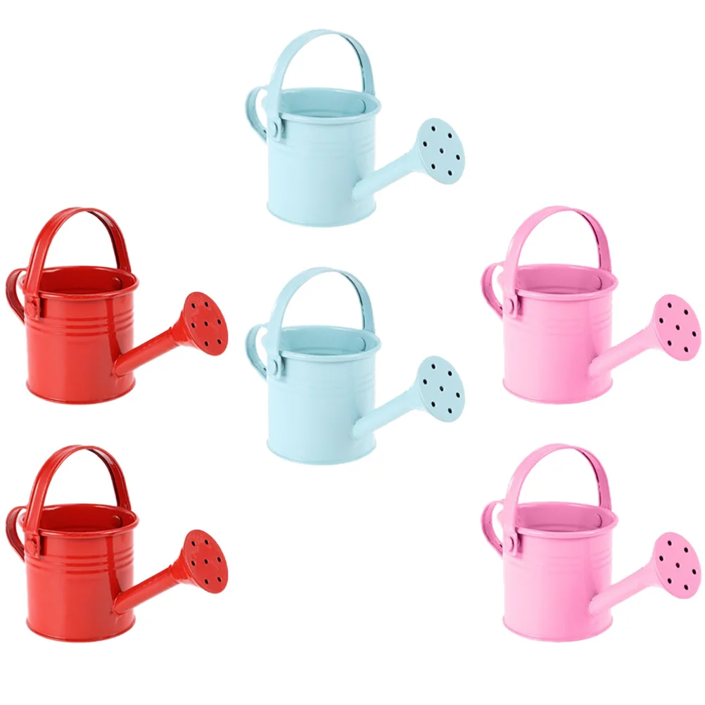 

6Pcs Watering Can Metal Small Iron Watering Bucket Ergonomic Handle for Garden Pretend Play Fine Motor Skill Development