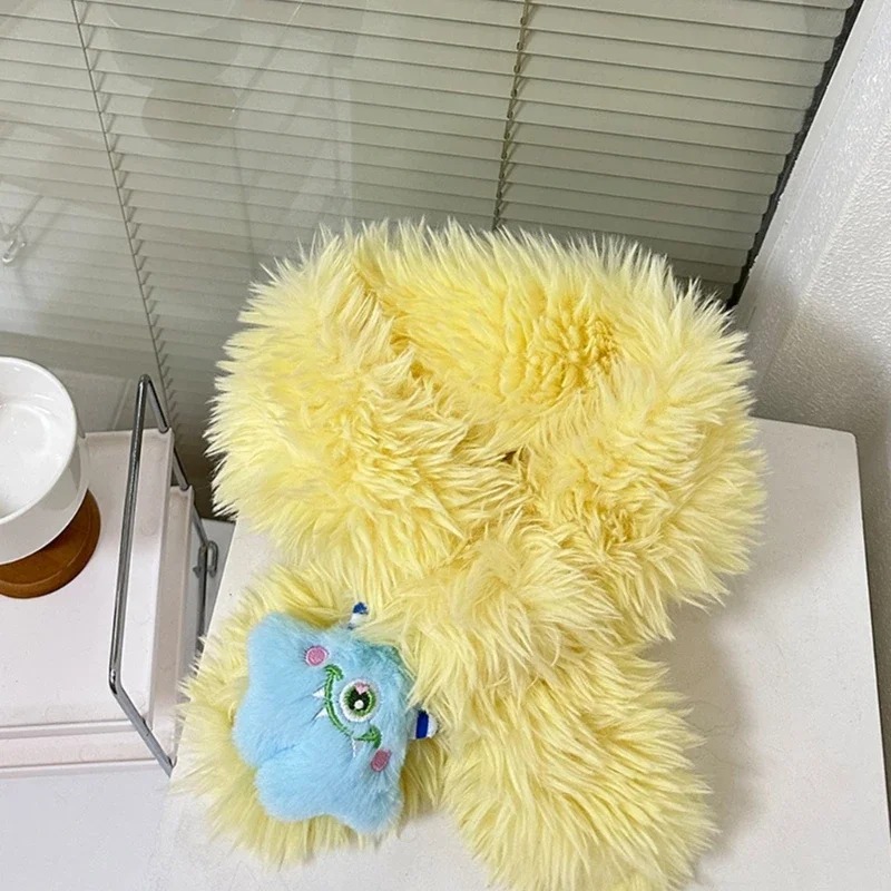 Sciarpa morbida per bambini Ragazzi Ragazze Cartoon Peluche Mostri Fazzoletto da collo Sciarpa Copricollo ispessito Sciarpe