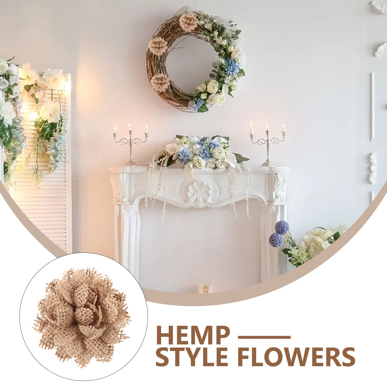 

5 Pcs Large Chrysanthemums in Linen Decoration Burlap Flower Wedding Lace Festival