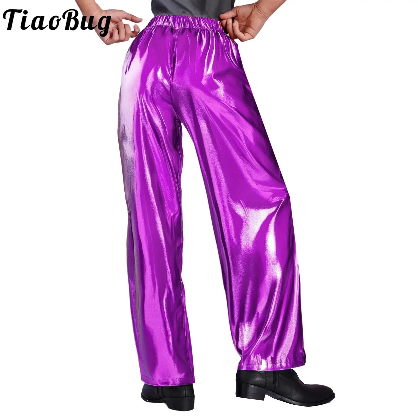 

Metallic Men 70Ss 80s Disco Costume Pants for Jazz Latin Tango Ballroom Dancing Stage Performance Pants Halloween Theme Party
