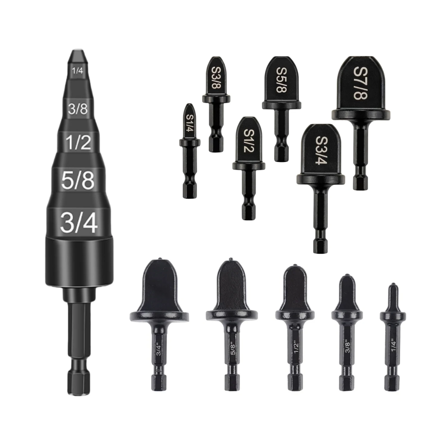 6/7/12PCS Copper Flaring Tool Drill Bit Set 5-in-1 Swaging Tool Tube Expander Mini Split Flare HVAC for 1/4 3/8 1/2 5/8 3/4 7/8