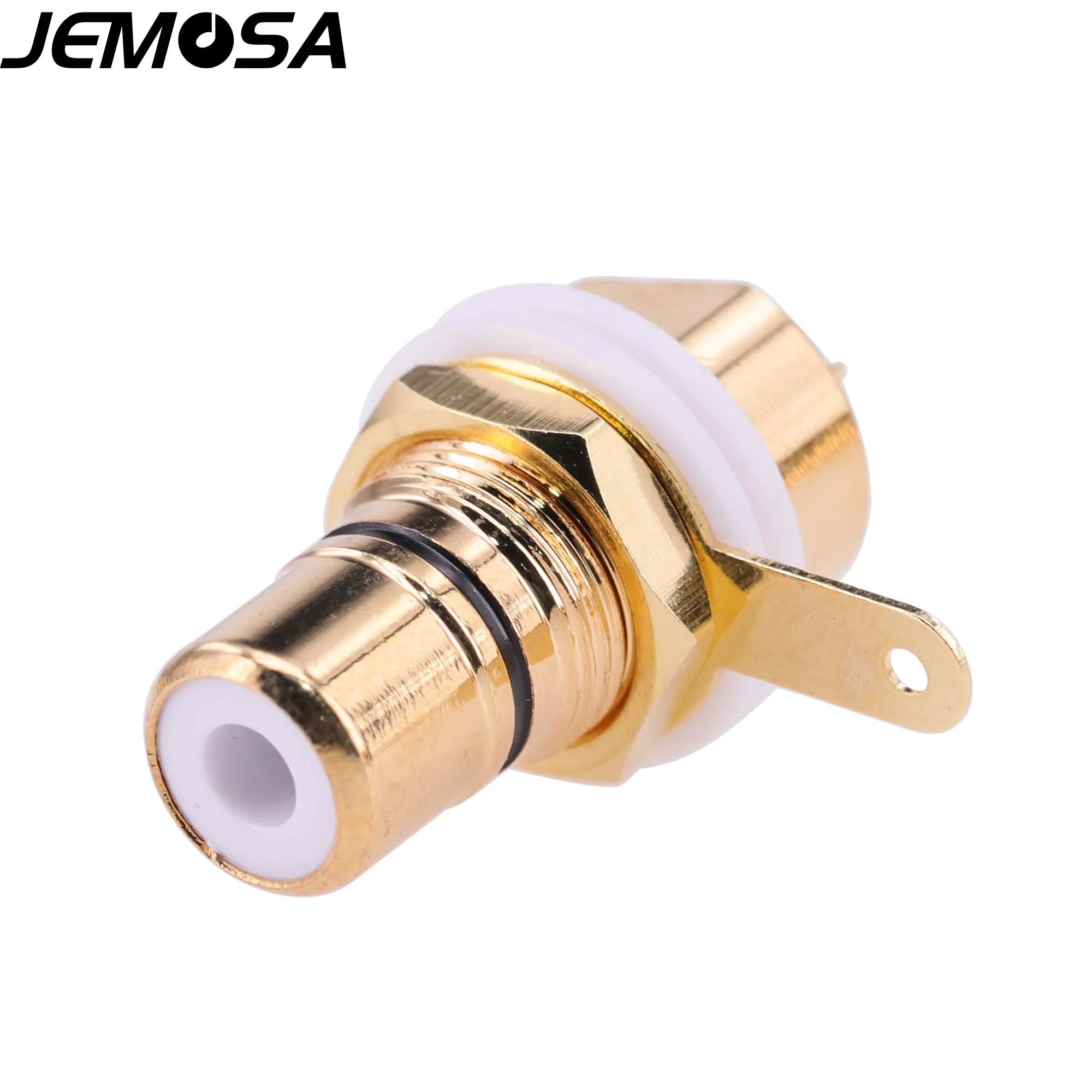 ขั้วต่อ RCA ปลั๊กตัวเมียแชสซีตัวเชื่อมต่อแจ็ค Bulkhead สีแดงสีดำรอบ Nut Solder ทอง AMP ปลั๊กเสียง