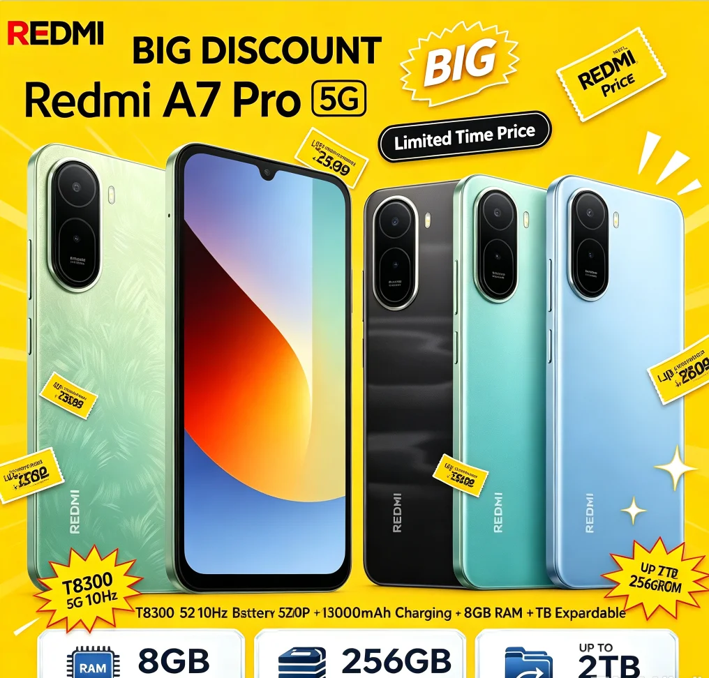 2026 Must‑Have Redmi A7Pro Unlocked Android Phone 8GB RAM 256GB ROM Helio G85 Chipset 6.9 Inch FHD+ Full Screen Daily & Gaming