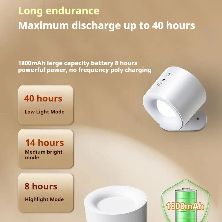 Wireless spotlight, magnetic suction bedside reading light, charging wall light, advanced background wall atmosphere light