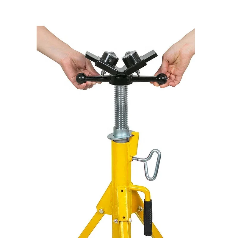 Venda quente alta dobrável ajustável tubo jack suporte cabeça de rolo e bolas de transferência suporte de tubulação