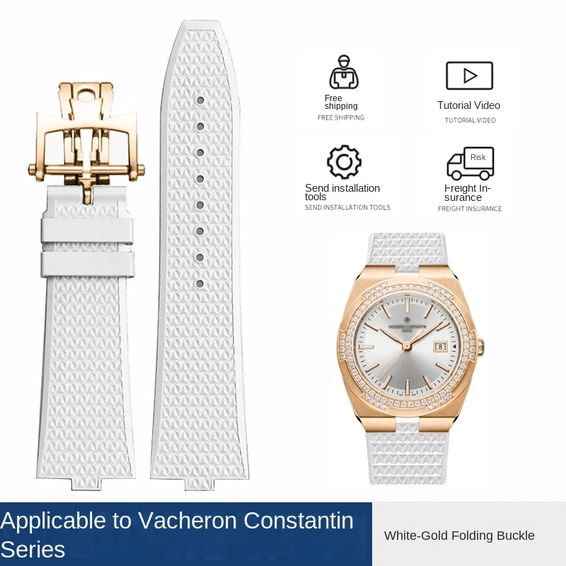 

FKM Quick Release Strap Compatible Vacheron Constantin 4500V/5500V/7900V Convex Interface Fluoro Rubber Waterproof Pre-Size Band