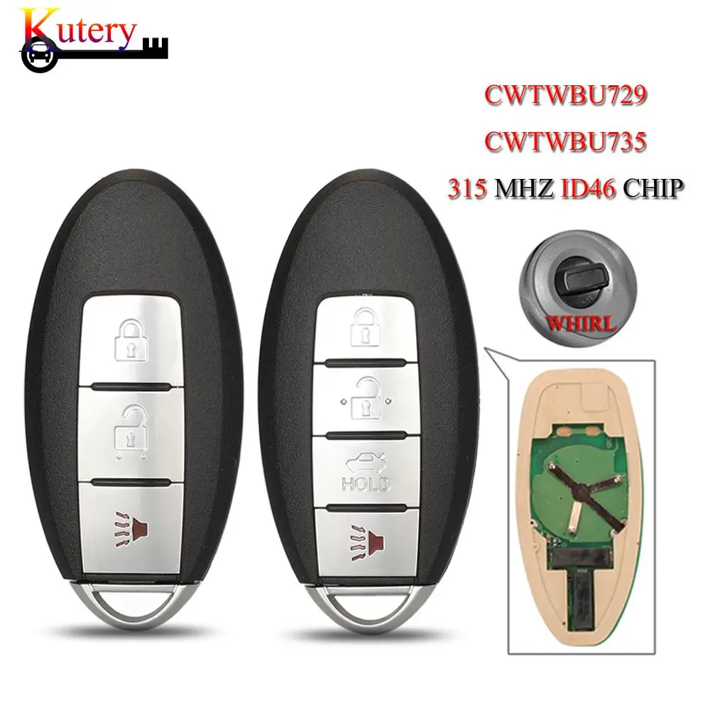 

jingyuqin CWTWBU729 CWTWBU735 Remote Smart Car Key For Nissan Tiida Qashqai Altima Maxima Sentra Teana Xtrail 315Mhz ID46 Chip