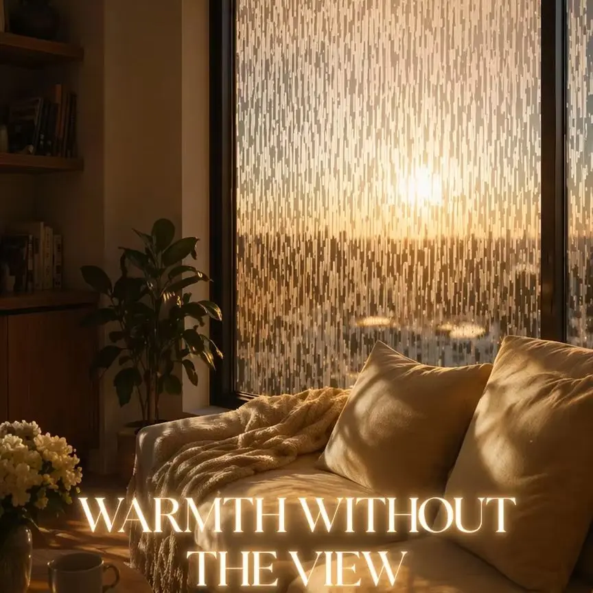 Vintage Frosted Privacy Window Film 3D American Rain Pattern Translucent Static Cling Removable for Bathroom Glass