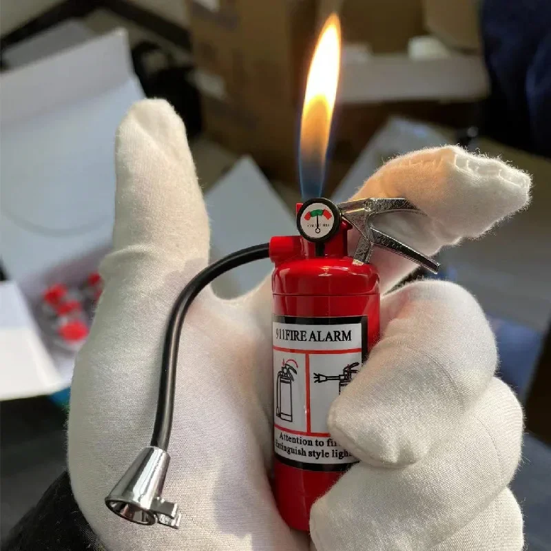 

New Fire Extinguisher Torch Lighter Metal Flash Light Free Fire Butane Gas Pipe Lighter Unusual Inflated Cigar Cigarette Lighter