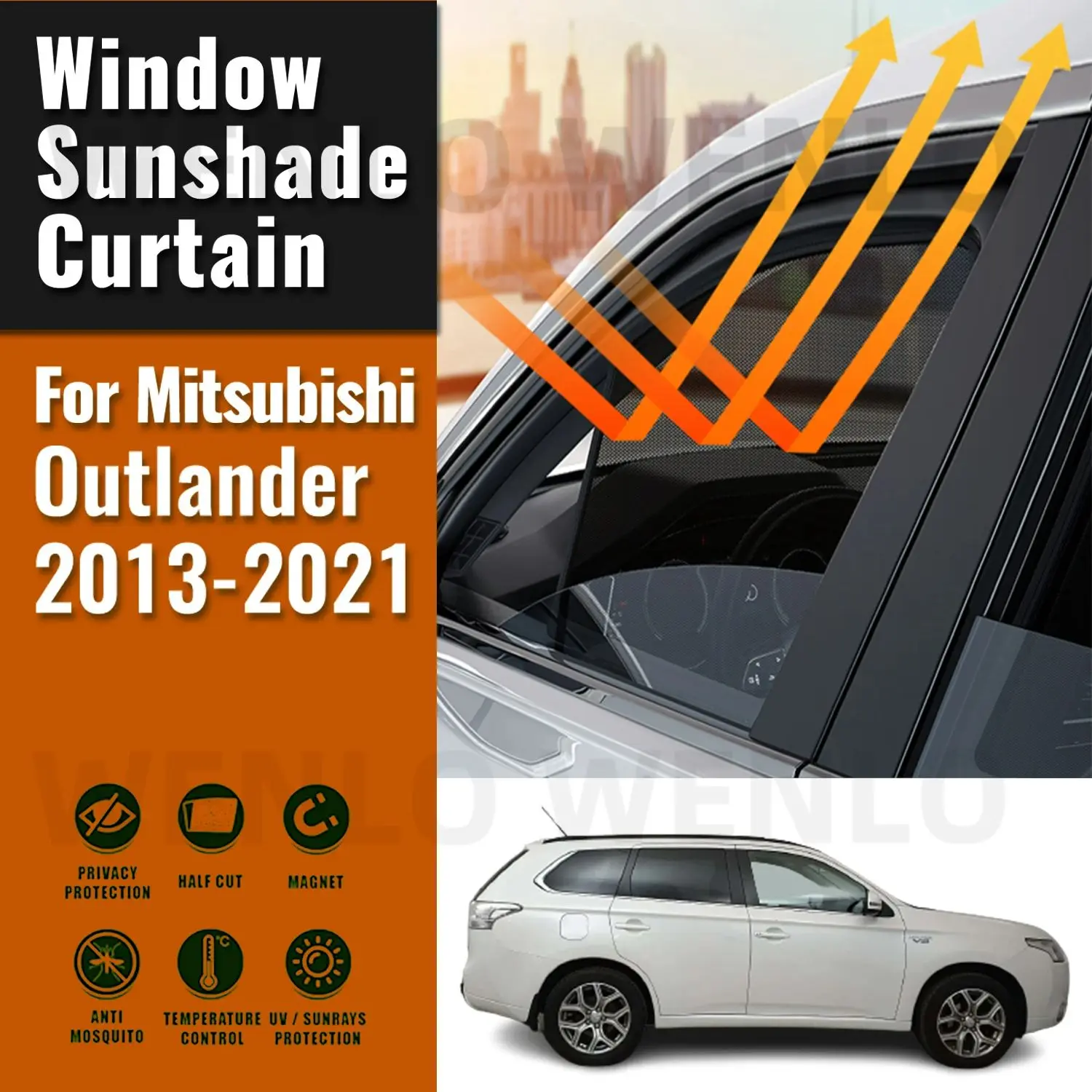 

For Mitsubishi Outlander 2013-2021 Side Window Sun Shade Visor Magnetic Car Sunshade Front Rear Windshield Frame Curtains Shield