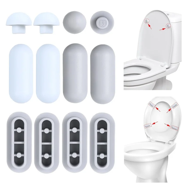 6pcs Toilet Seat Buffer Plastic Antislip Gasket Seat Top Cover Cushion Stopper Pads  Bathroom Accessories