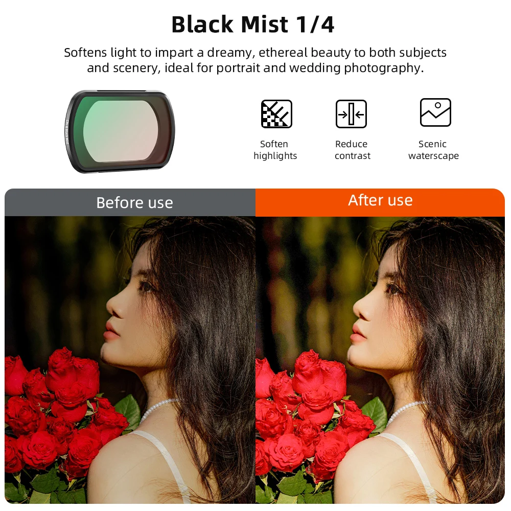 BRDRC Black Mist Lens Filters Set voor DJI Osmo Pocket 3 Magnetisch Ontwerp Ster 8X/LPR Groothoek Professionele Fotografie Filter