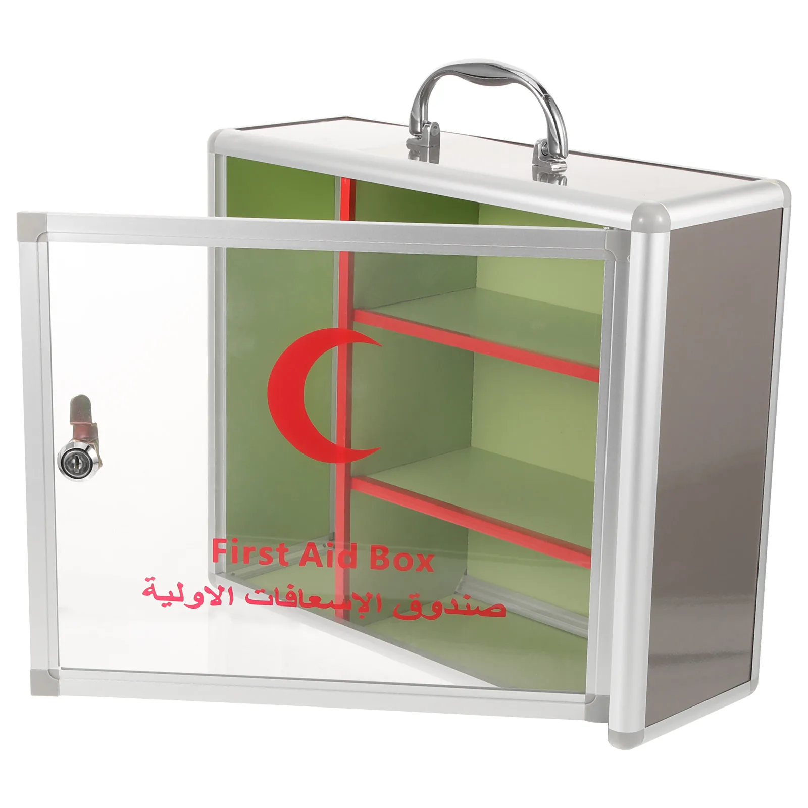 

Multi-Functional Medicine Lock Box Clear Window Durable Aluminum Alloy Wall Mounted Medication Storage Safe Home Public Use