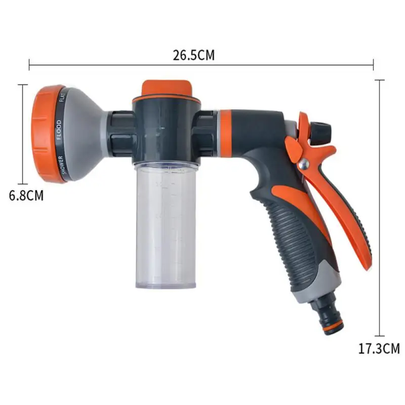 Multifunctional Adjustable Mode Water Guns Nozzle Hose Washer Garten Watering Jet Sprayer with Foam Container Fertilizer Tools