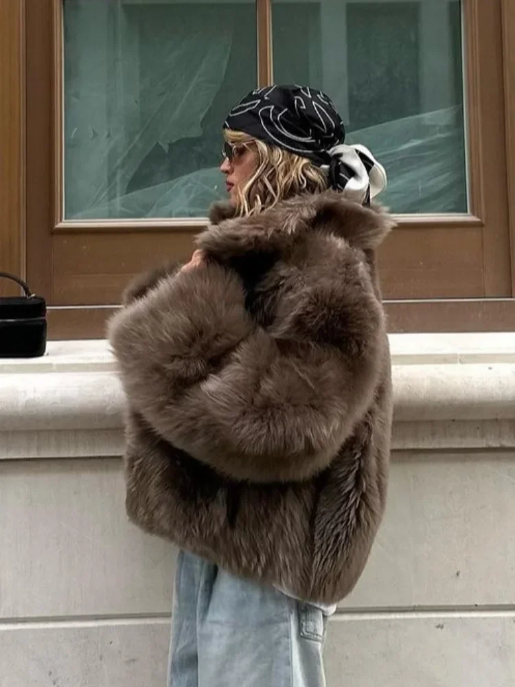 Fluffy Faux Fur Thicken Overcoat Women Winter Clothing 2024 Long Sleeve Casual Warm Coat Female Fashion Streetwear Outerwears