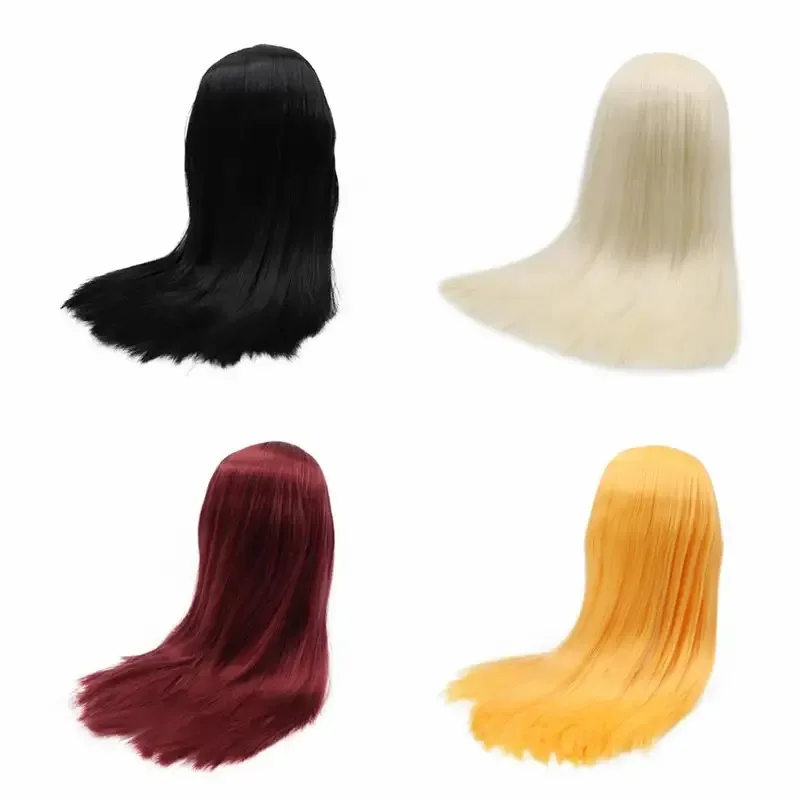 

DBS factory blyth doll icy doll bjd wig rbl scalp and dome straight hair for DIY custom doll anime white skin black hair