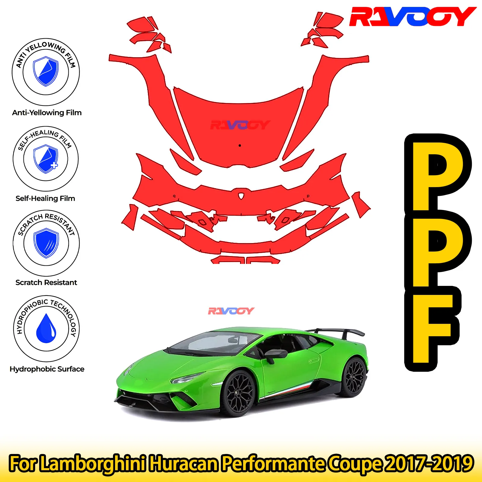

Для Lamborghini Huracan Performante Coupe 2017-2019 глянцевая матовая черная предварительно вырезанная передняя защитная пленка PPF Kit