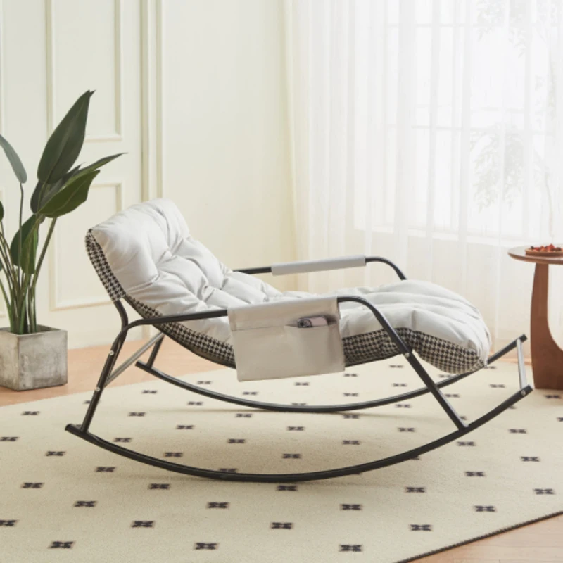 Rocking With Extra-Wide Technical Leather Upholstered Gliding Boucle Reclining Chair Modern Accent Chair For Living Room