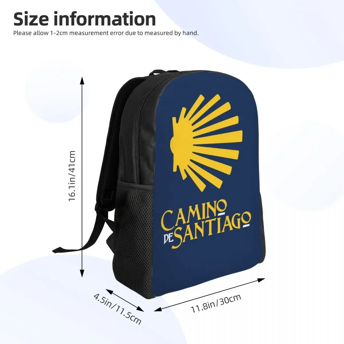 حقيبة ظهر كامينو دي سانتياغو شل سانت مخصصة للفتيات والأولاد حقائب سفر مدرسية جامعية للرجال والنساء حقيبة كتب تناسب كمبيوتر محمول مقاس 15 بوصة