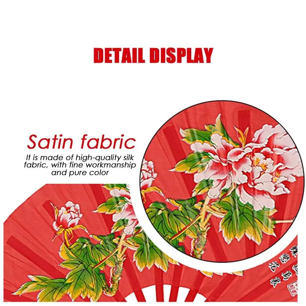 Black Red Chinoiserie Gift Chinese Tai Chi Plastic Bone Fan Kung Fu Fan Yoga Fan Folding Stage Fan