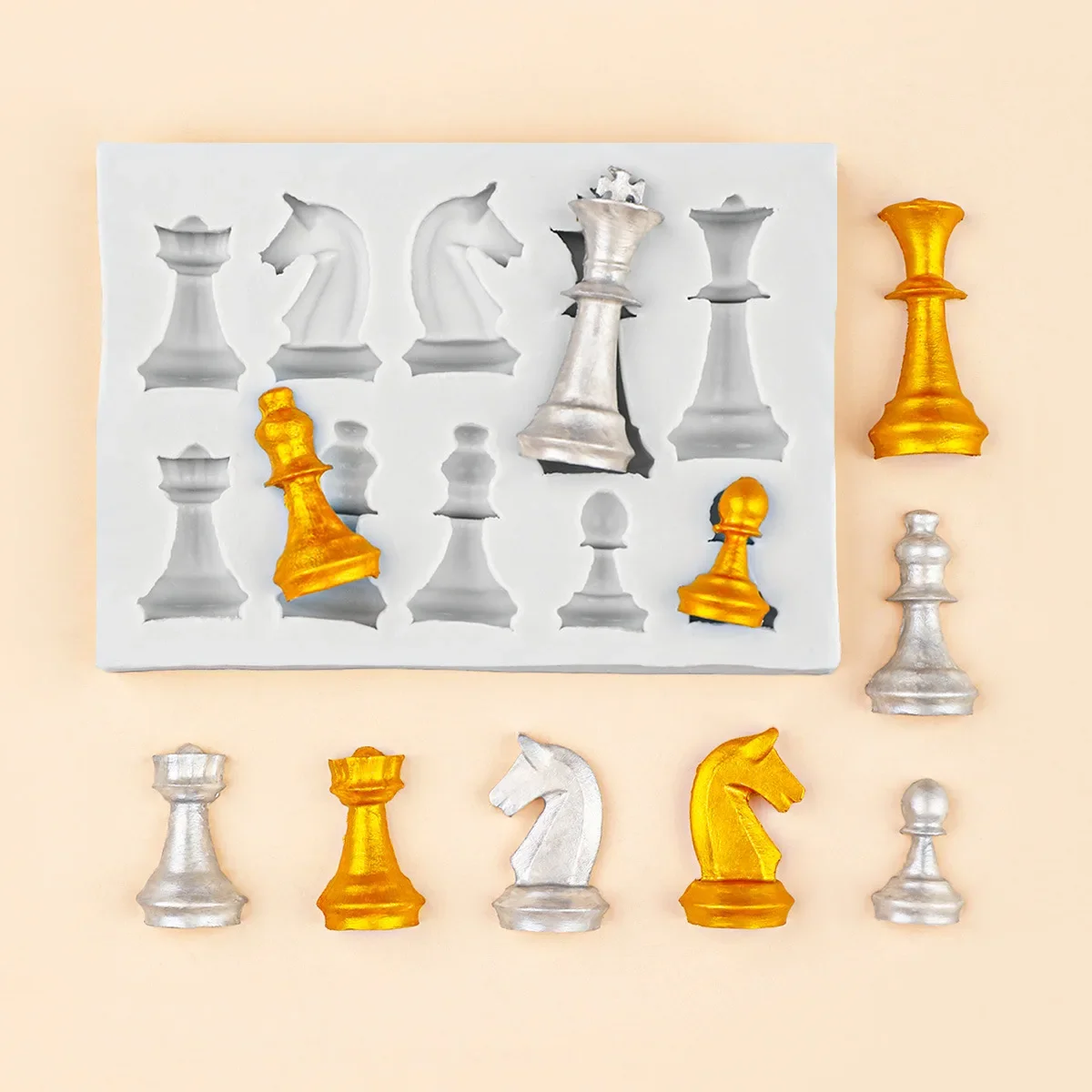 10-hole 3d Chess Silicone Mold DIY Fondant Chocolate Mould Chess Piece Epoxy Gypsum Resin Molds Cake Decoration Accessories