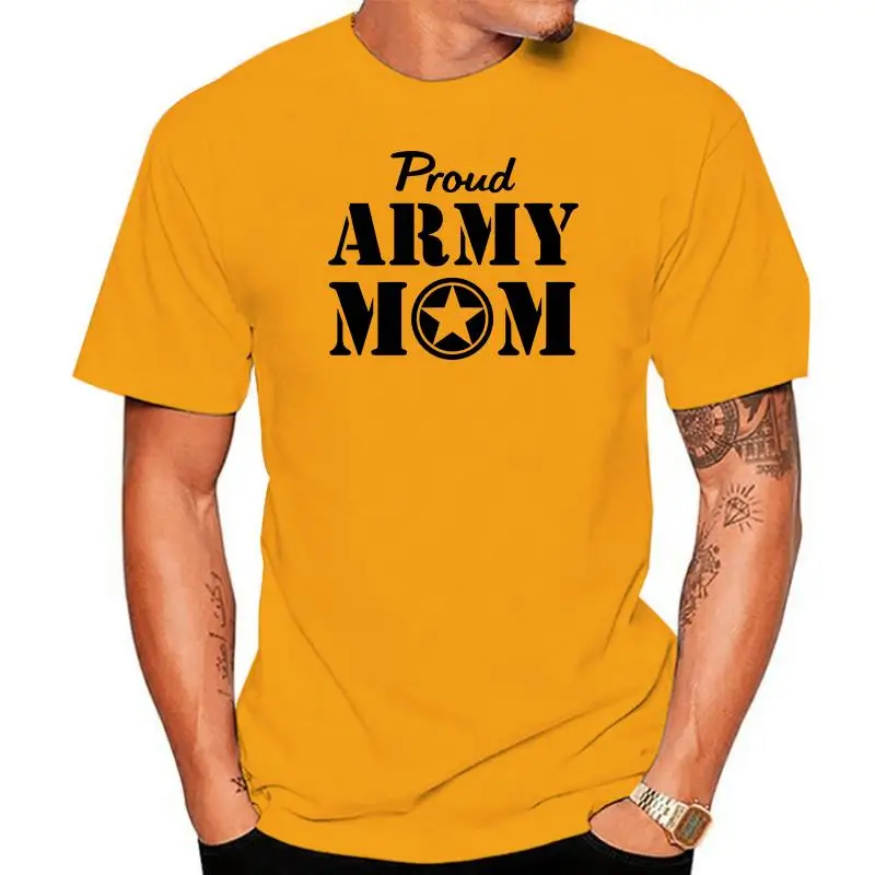 2022 New Fashion Cool Men T-shirt Proud ARMY Mom Short Sleeve T-Shirt in Military Green