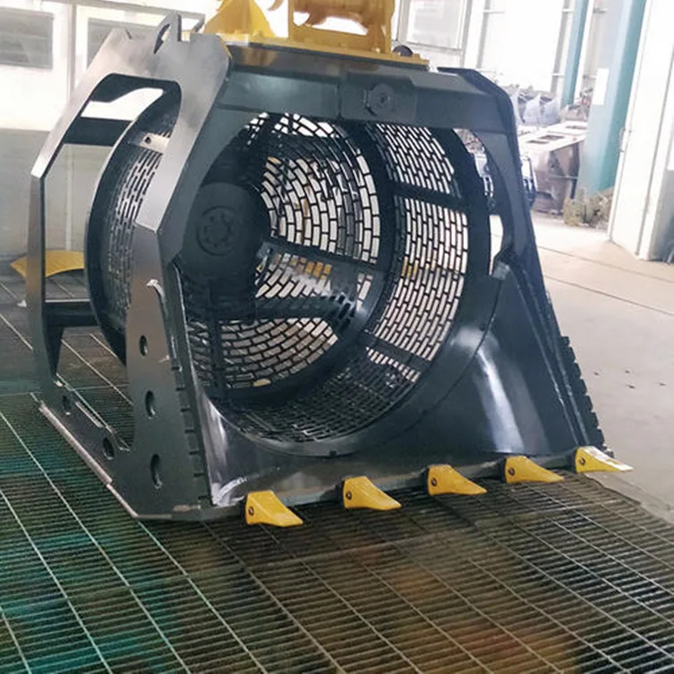Rotary Excavator Screening Bucket Hydraulic Sieve Sifter Shaker Skeleton Attachment For Wet Soil Compost And Aggregate Screening