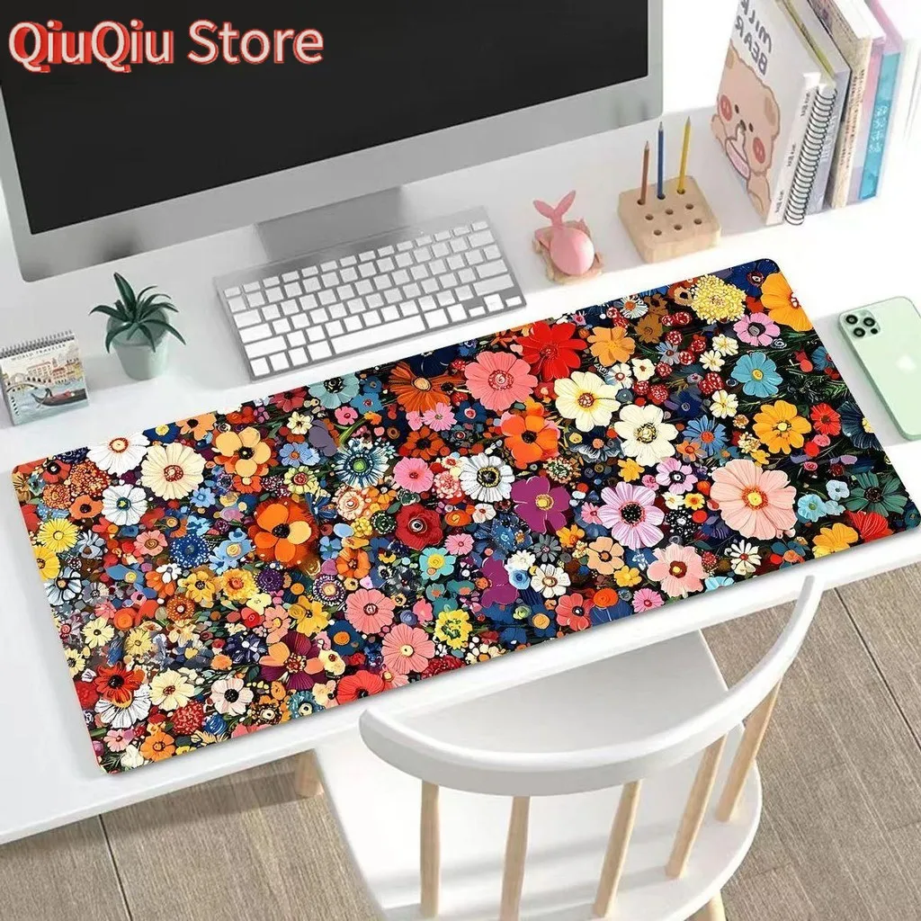 Extended Mouse Pad Romantic Roses Beautiful Flowers Pattern Office Extra Large Thickened Computer Keyboard Desk Rubber Mat for A
