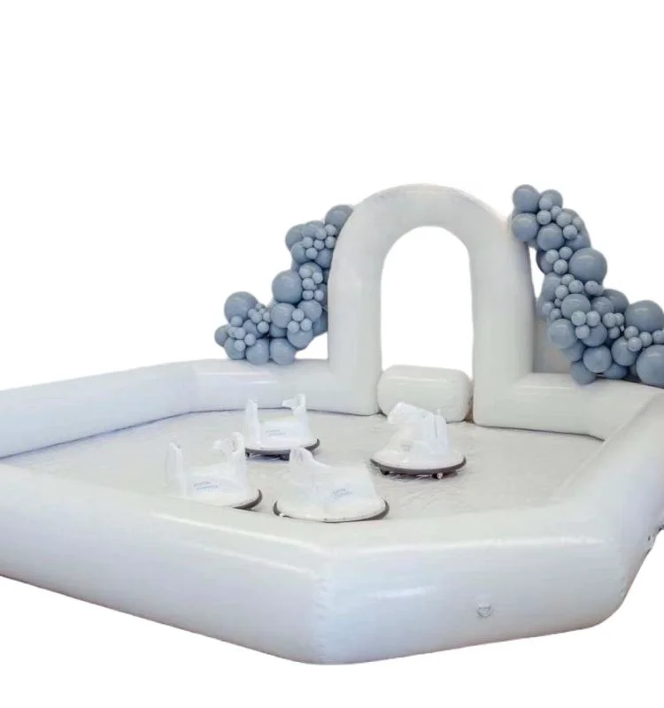 

Fun Commercial Classic White Bumper Cars Inflatable Arena Yard Track Kids Inflatable Race Track White Rental Inflatable Arena